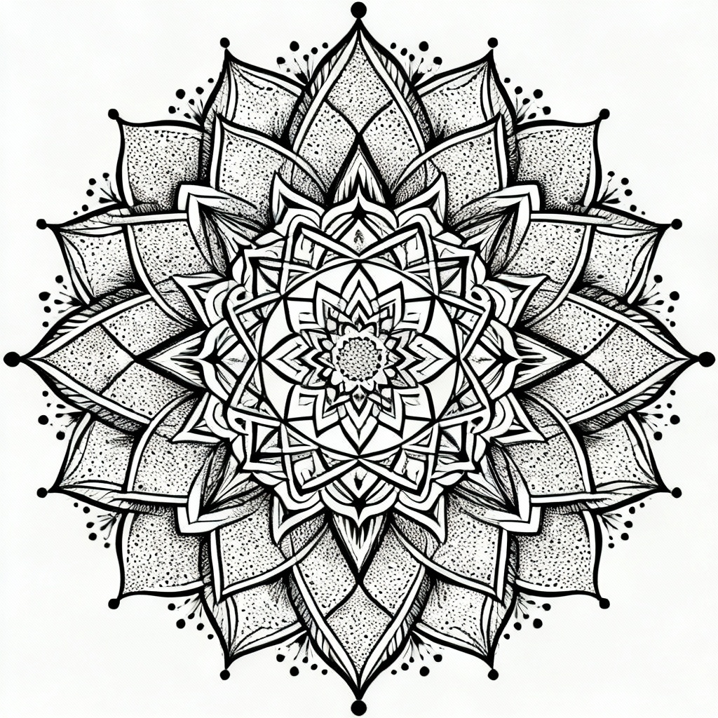 AI ornamental blackwork mandala tattoo stencil design