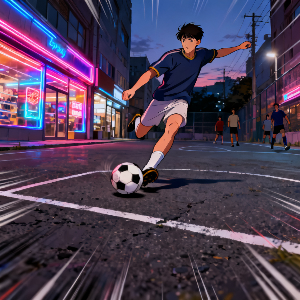 AI animated street soccer nutmeg move