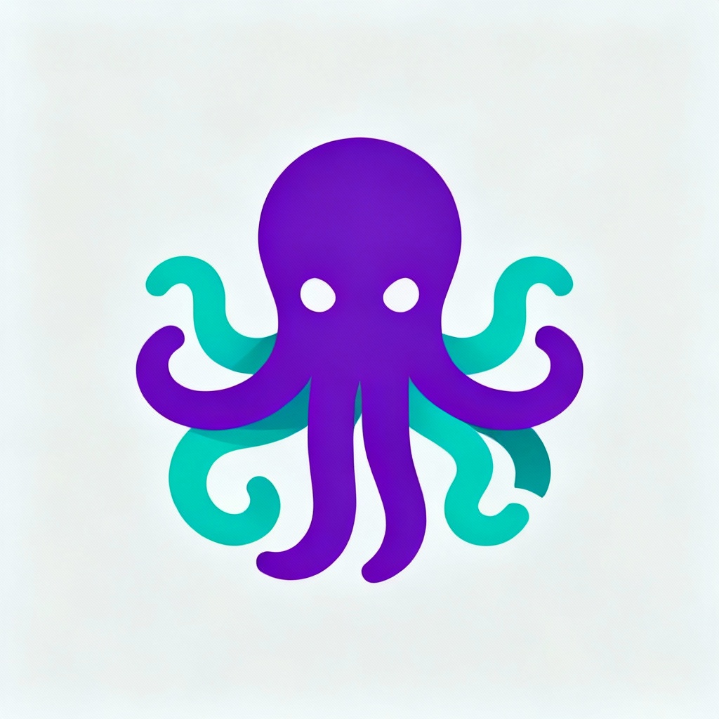 Minimal squid logo symbol in flat vector