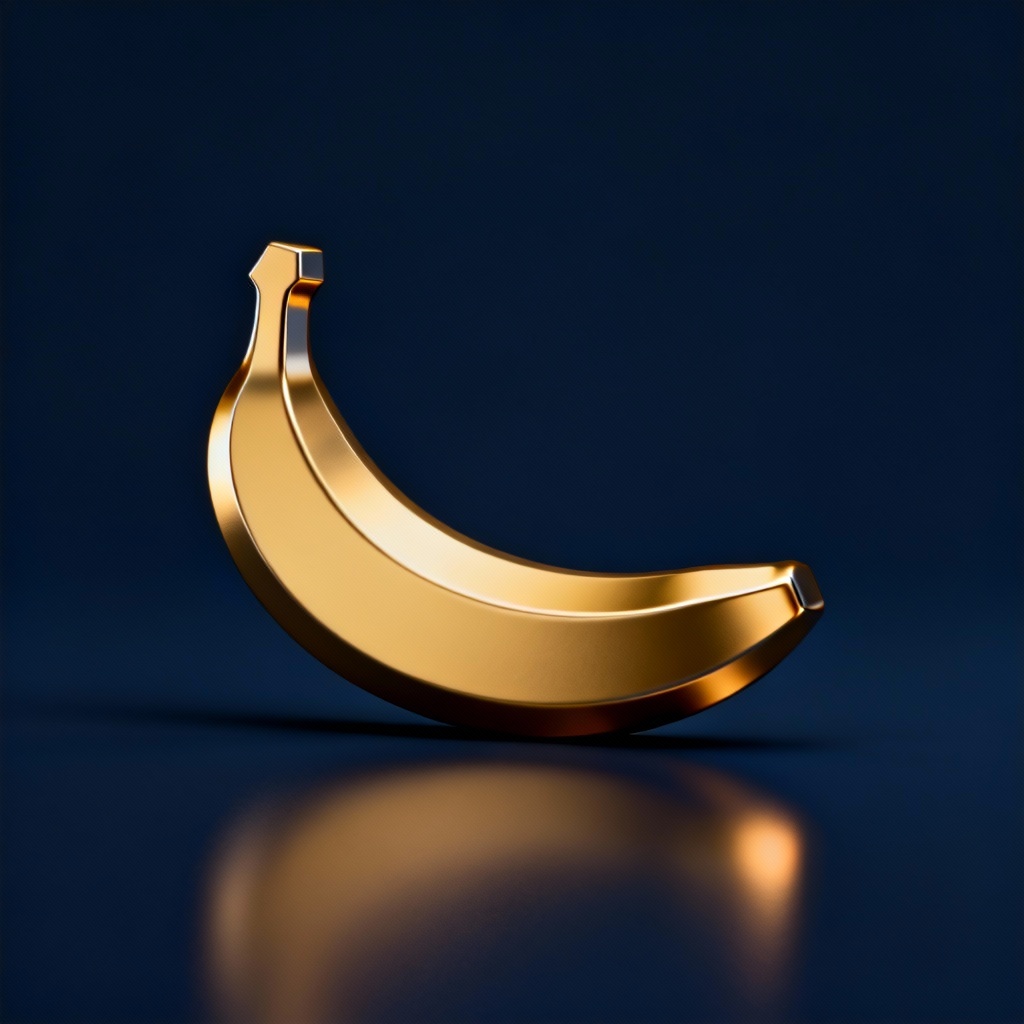 Minimal 3D banana logo in gold