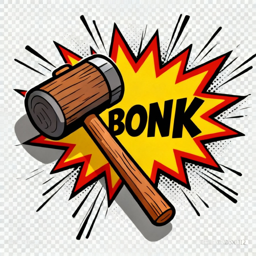 AI bonk hammer Twitch emote with impact burst