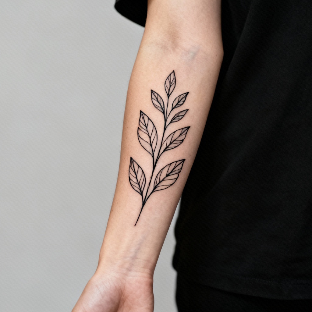 AI Fine Line Floral Forearm Tattoo