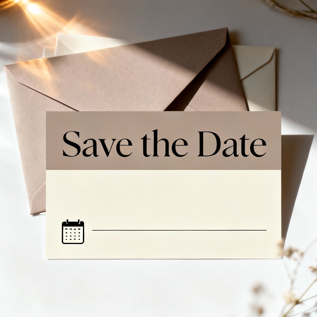 AI Neutral Minimalist Save The Date Card