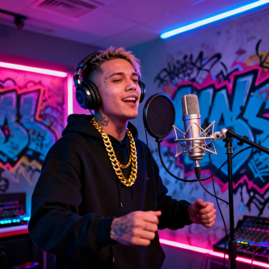 AI Rapper in Neon Studio