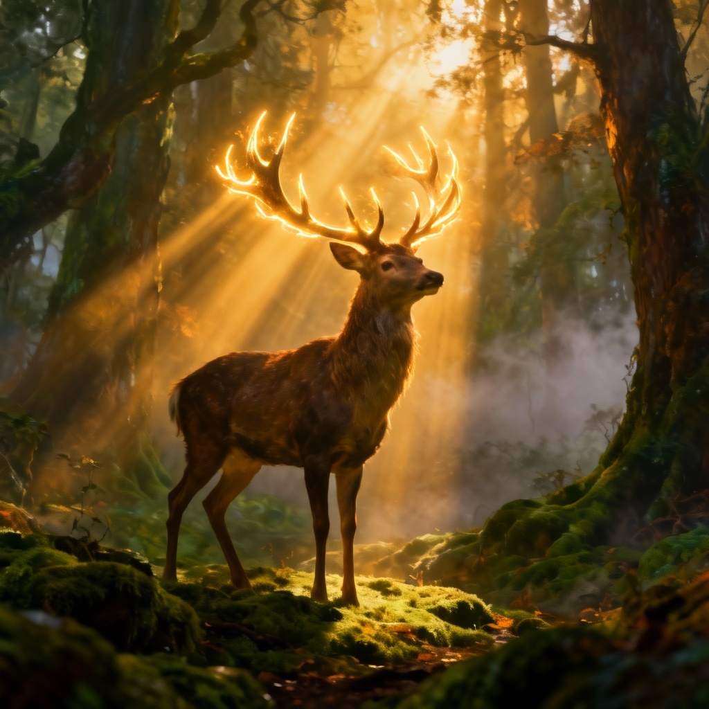 AI Mythical Stag in Enchanted Forest