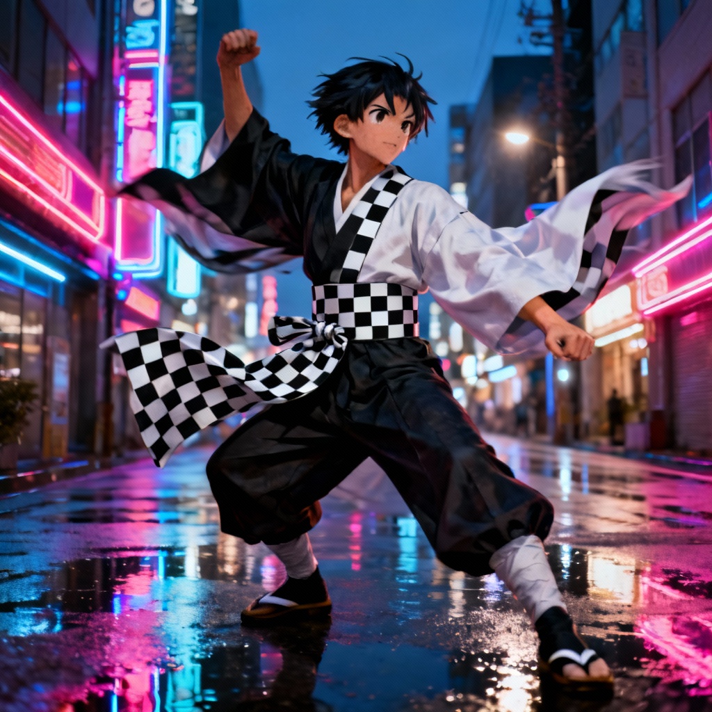 Modern street fashion kimono girl
