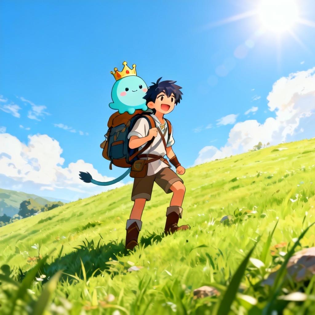 AI isekai beast tamer with slime companion