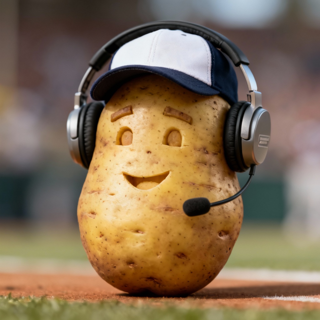 Photorealistic sports coach potato portrait with headset