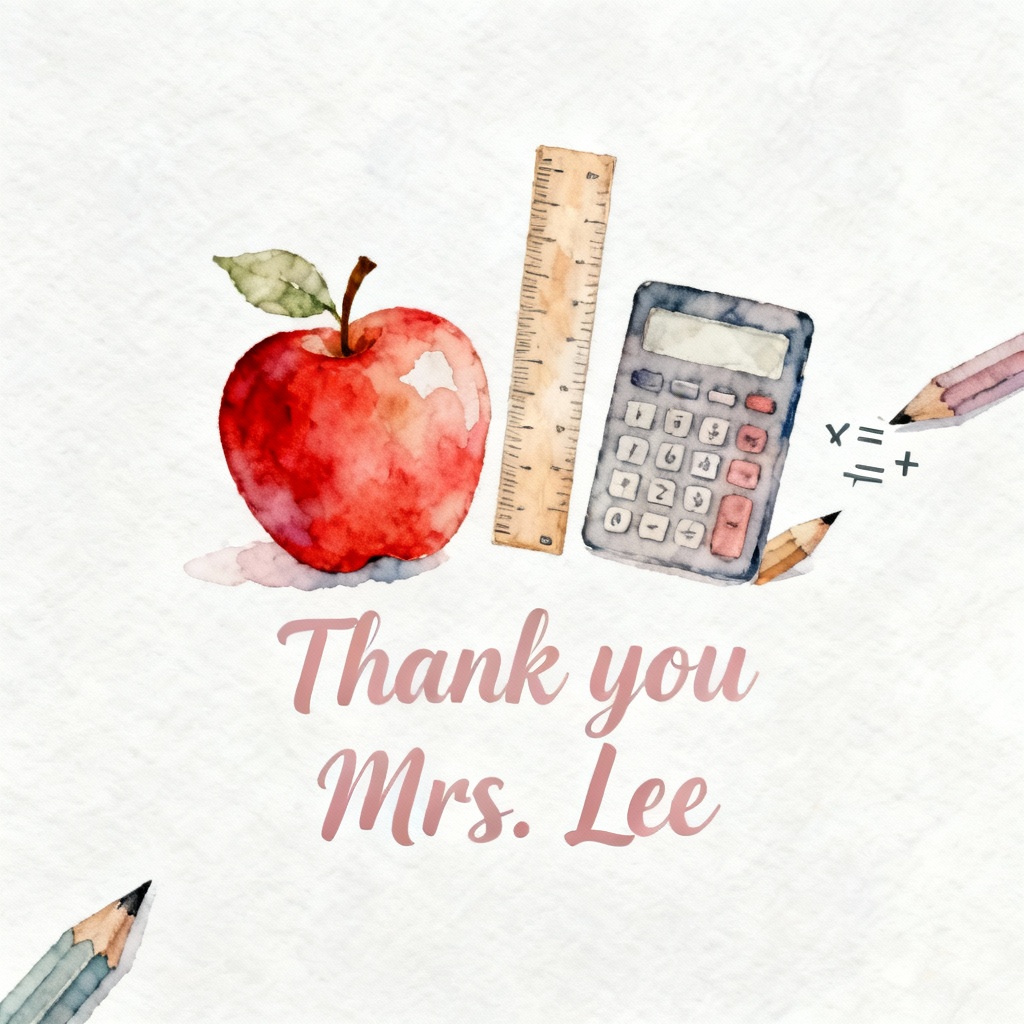 AI Watercolor Teacher Thank-You Card