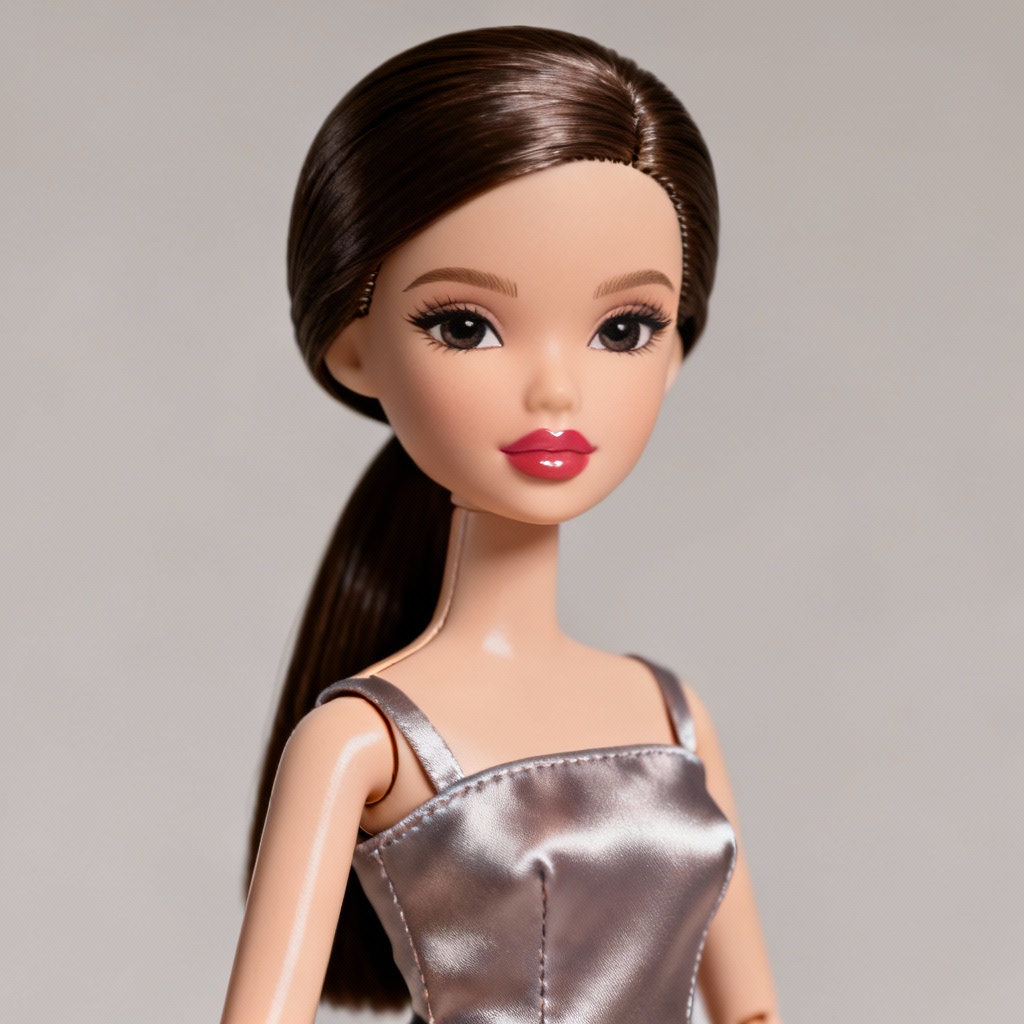 AI realistic fashion doll portrait with studio lighting