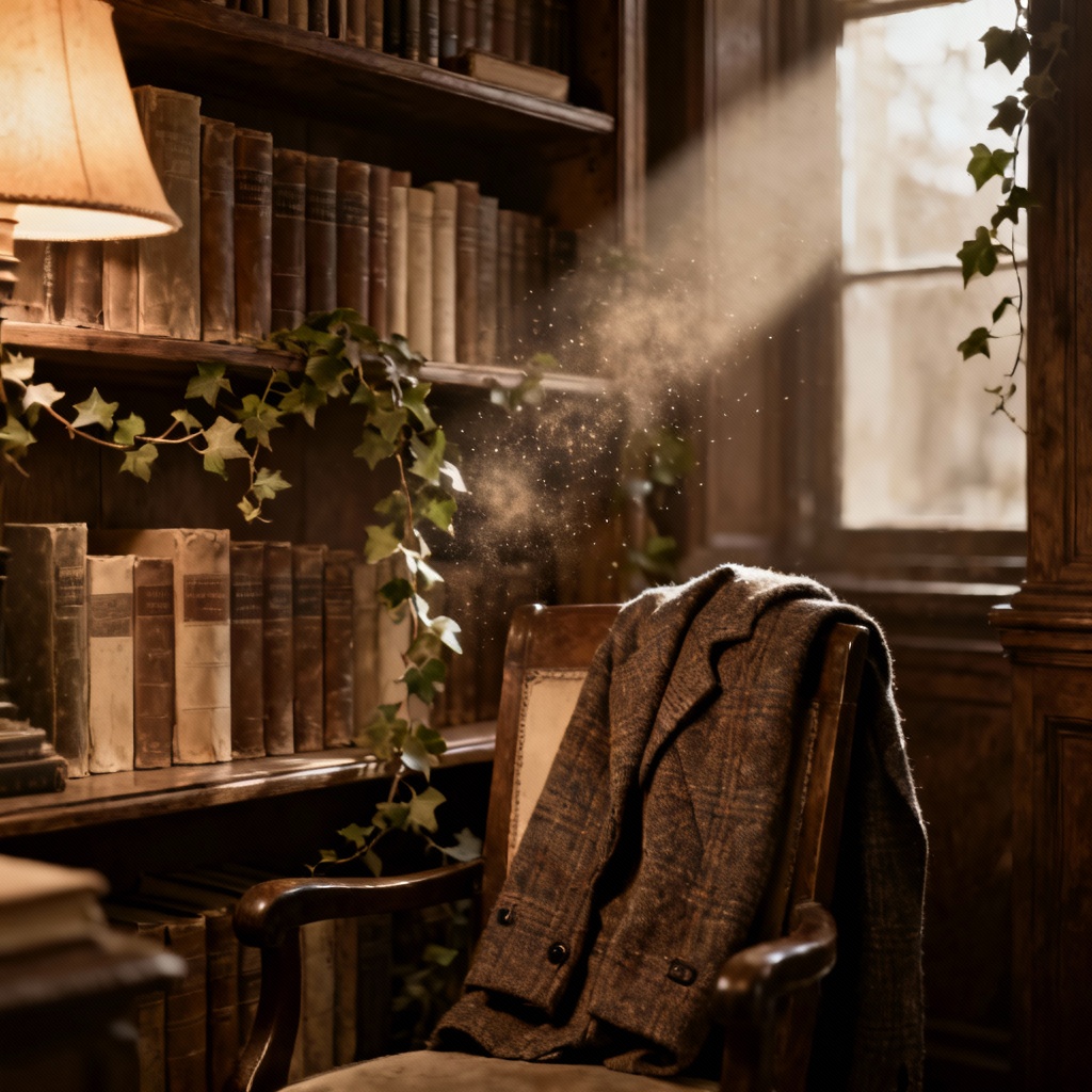 AI dark academia interior scene
