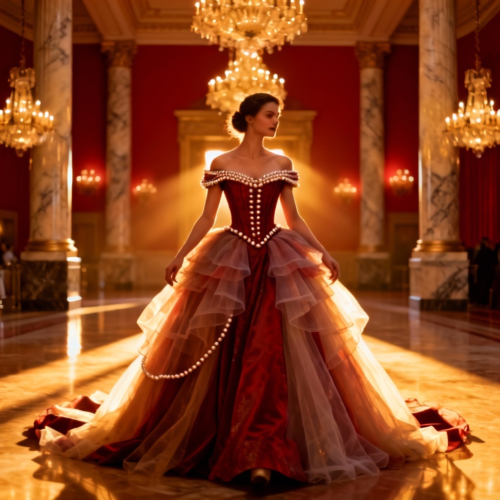 AI couture ball gown with cathedral train