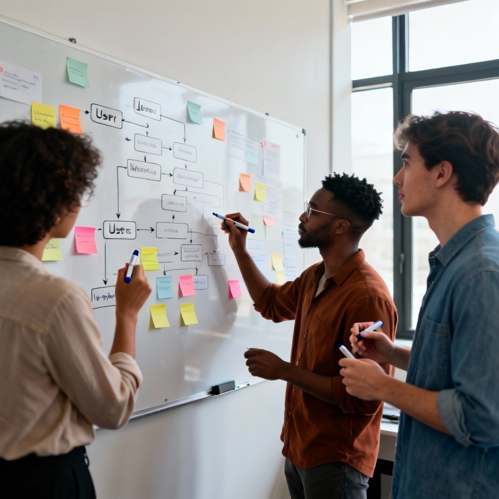 AI team whiteboard brainstorm session