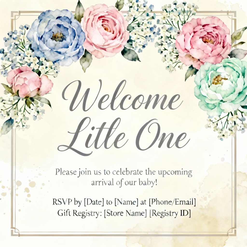 AI baby shower watercolor invitation