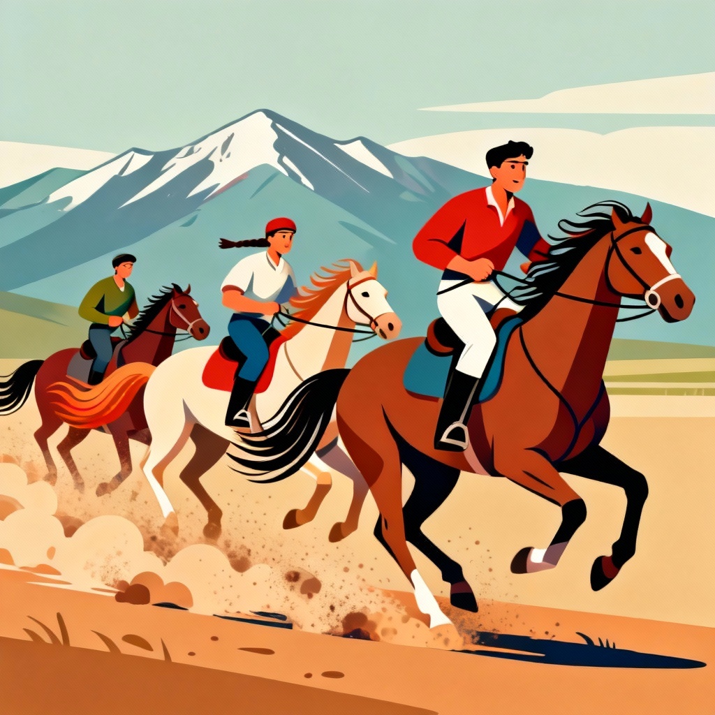 AI kokpar riders illustration for Nauryz poster