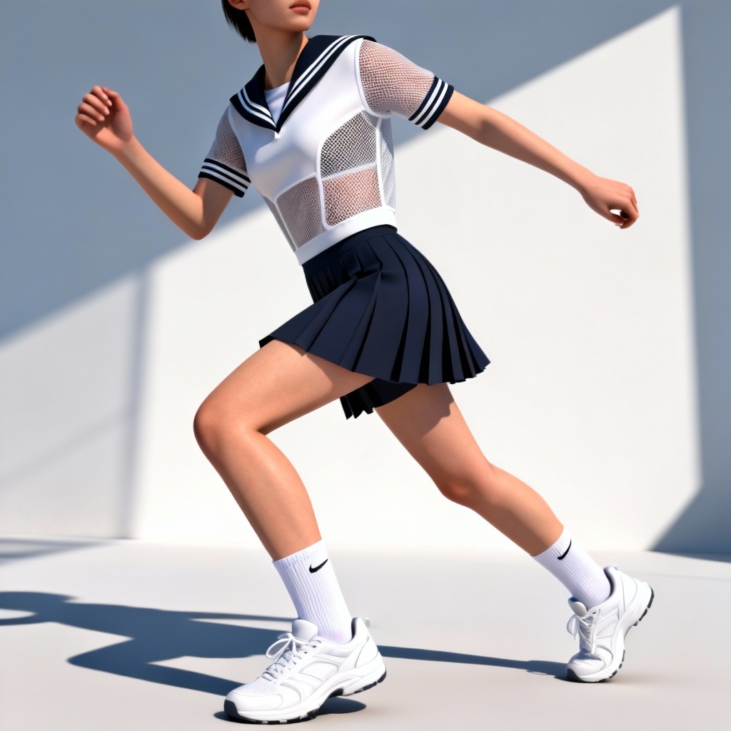 AI sporty sailor outfit with breathable fabric and sneakers