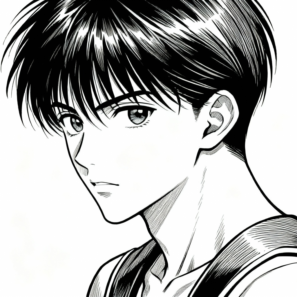 AI Manga Character Linework Portrait