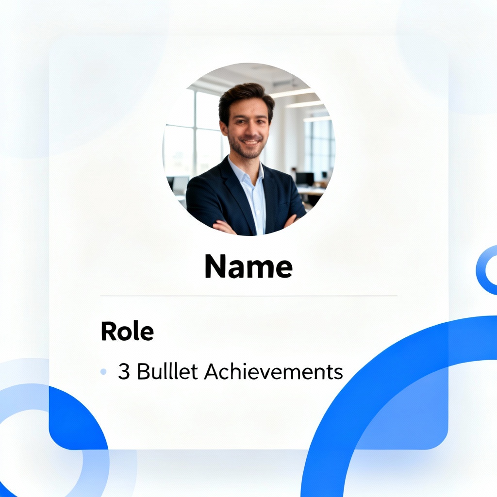 AI founder bio profile card