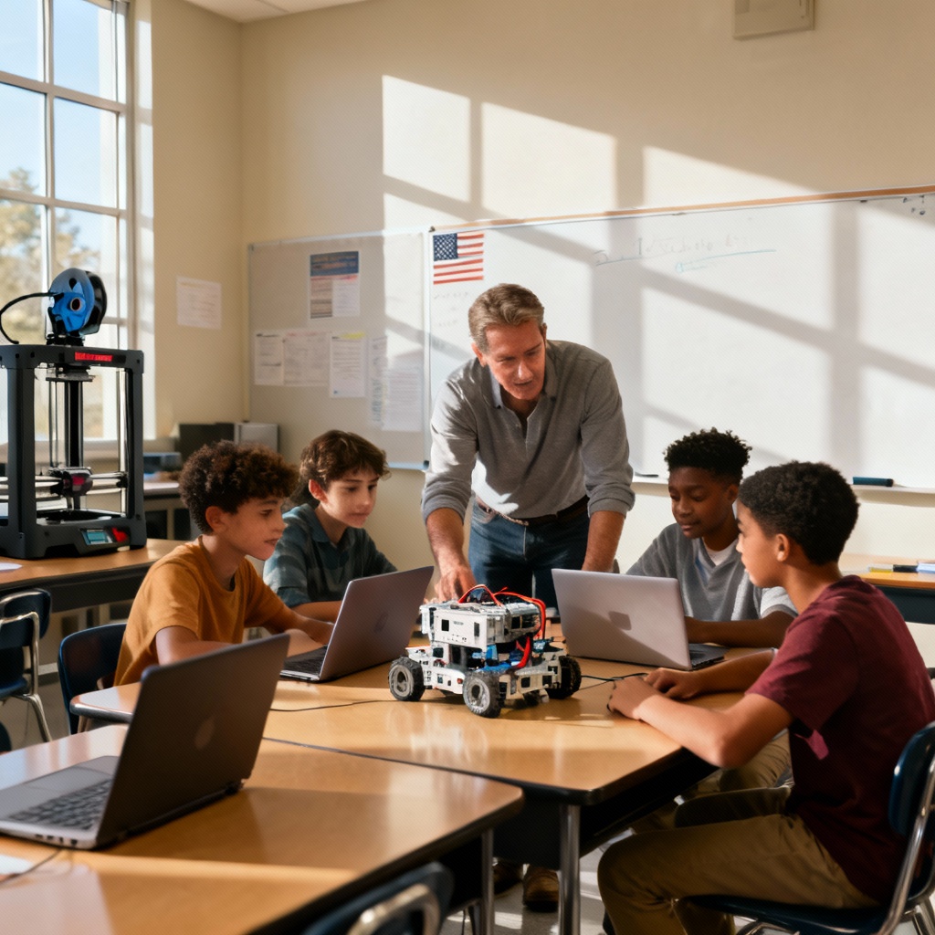 AI American high school classroom STEM lab