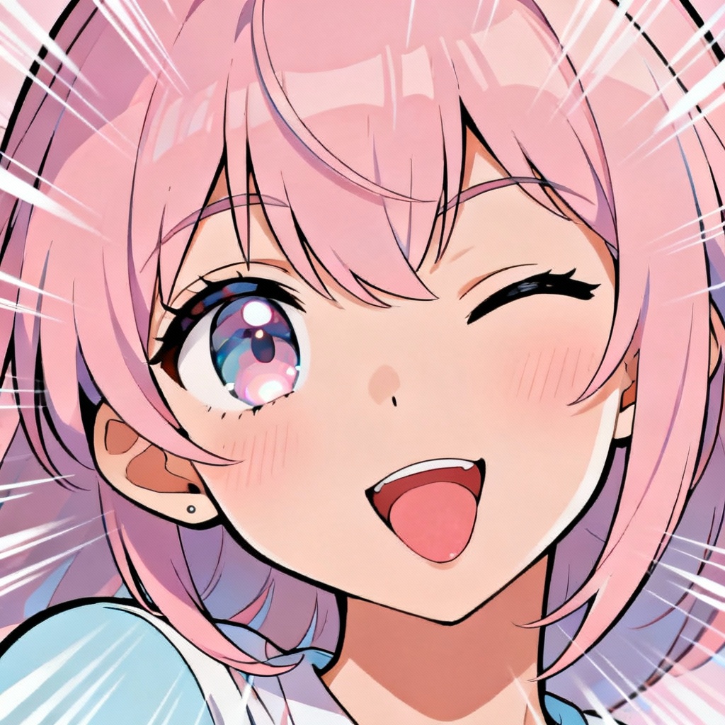 AI anime face with playful wink expression