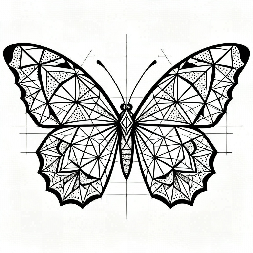 Geometric mandala butterfly chest tattoo art