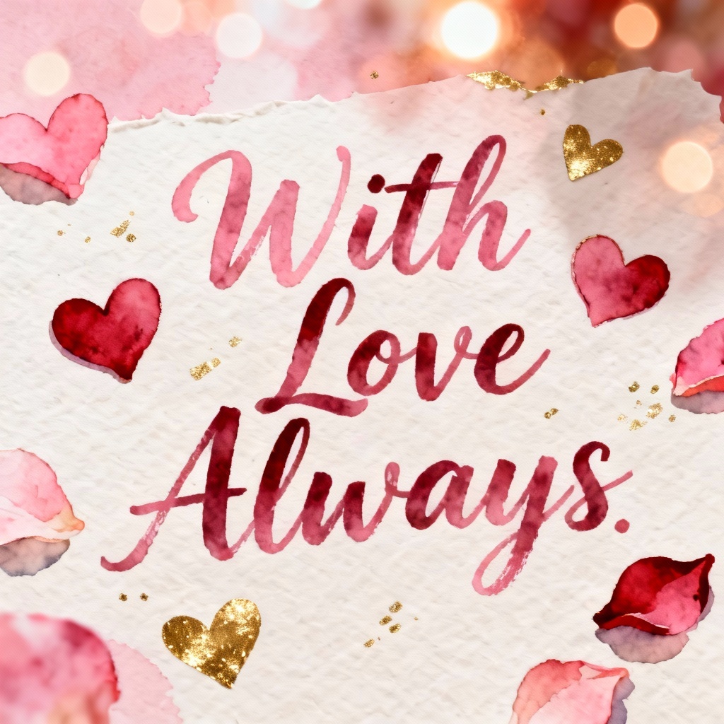AI Valentine watercolor hearts greeting card