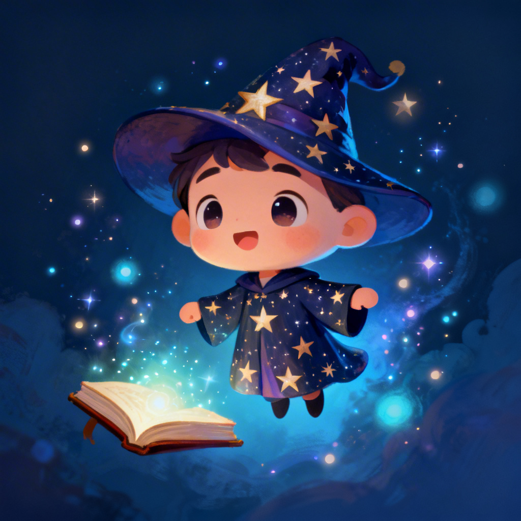 AI chibi wizard big head cartoon