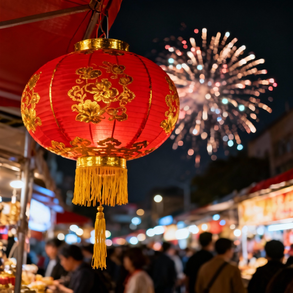 AI Red Chinese Paper Lantern Lunar New Year