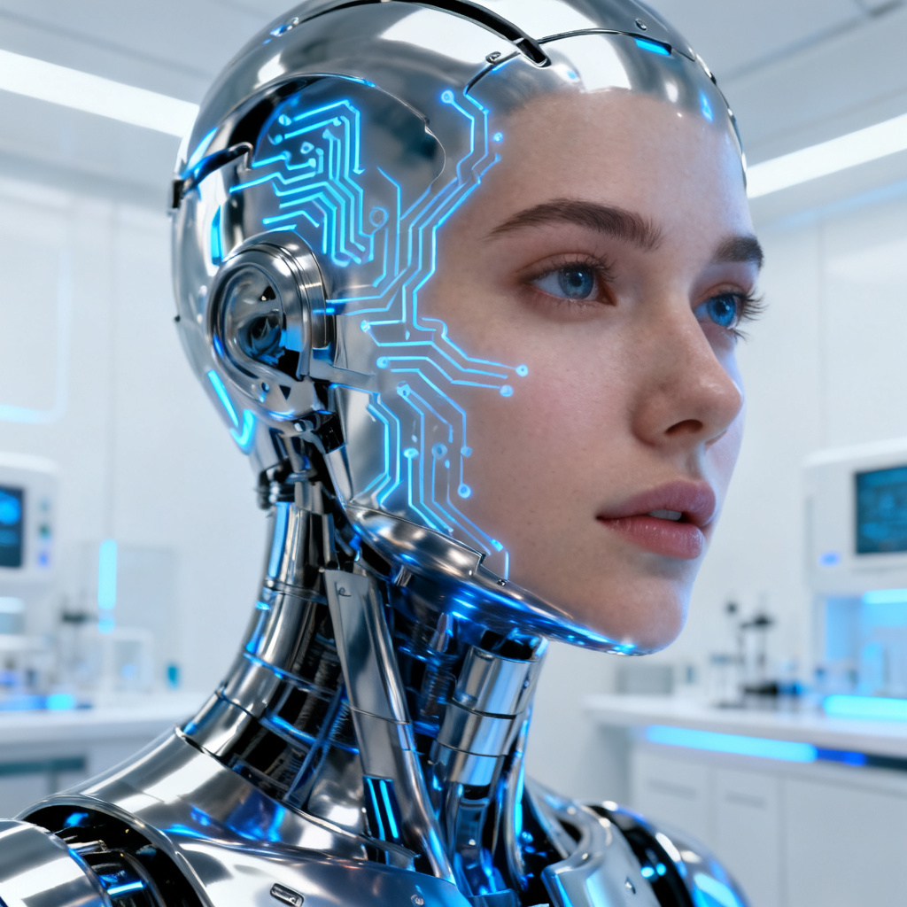 AI sci fi android portrait