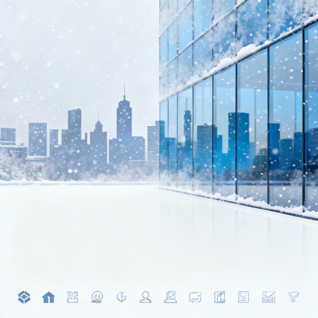 AI LinkedIn winter banner with city skyline and snow