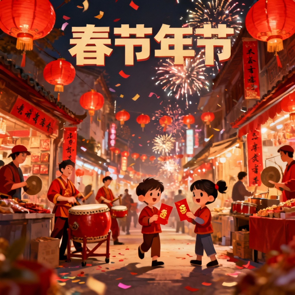 AI Lantern Festival Street Poster