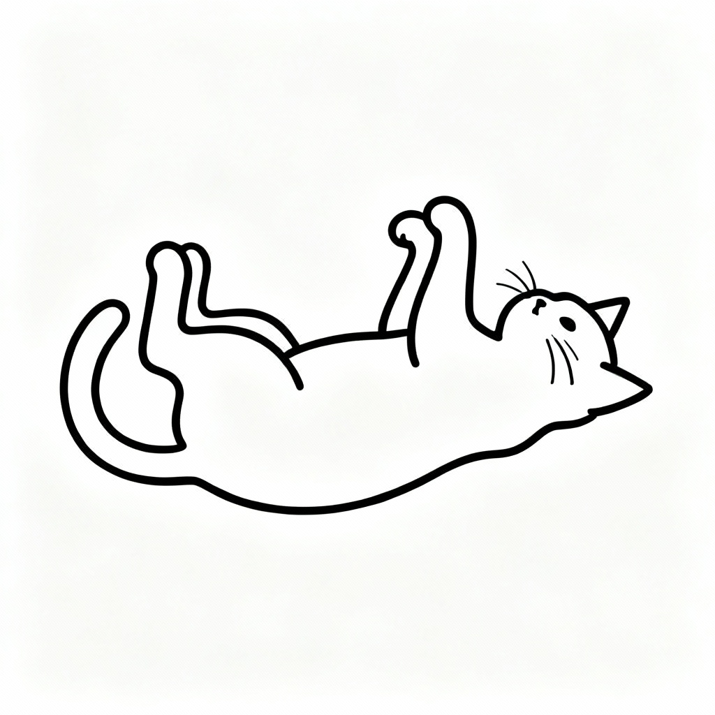 Minimal one line cat line art