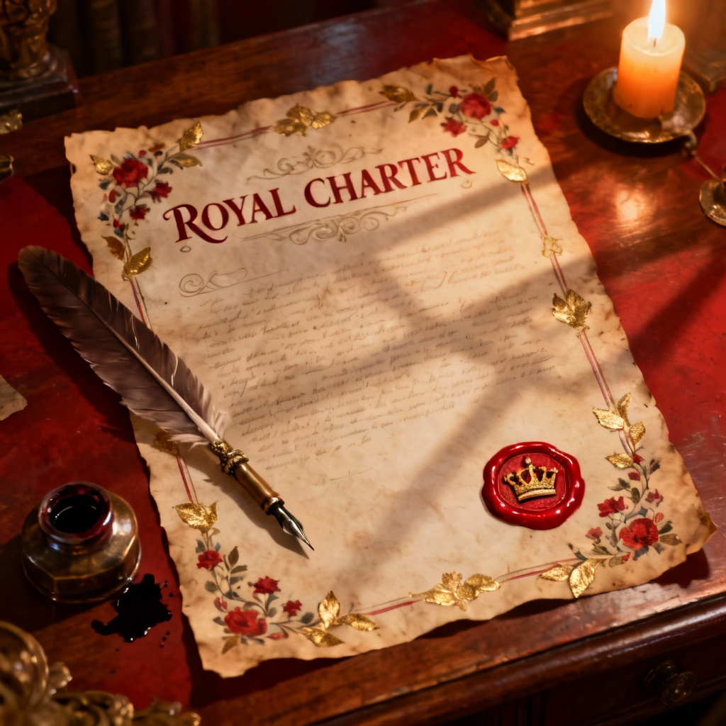 AI royal certificate on parchment with wax seal and sigil