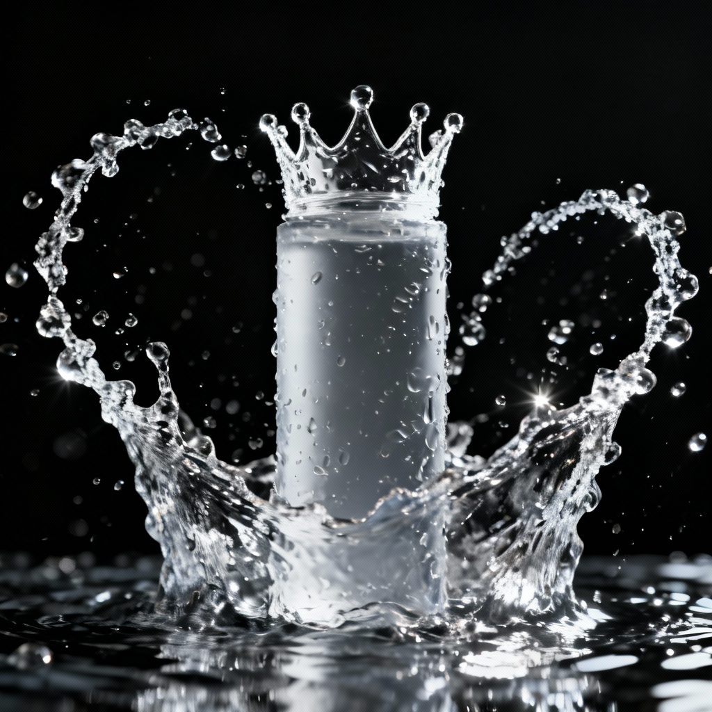 AI water splash wrapping a product silhouette for advertising