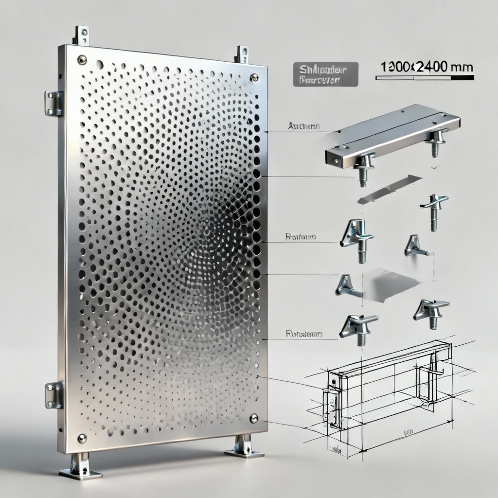AI perforated metal facade panel detail