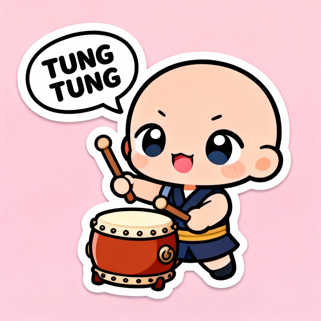 AI Tung Tung chibi drummer mascot