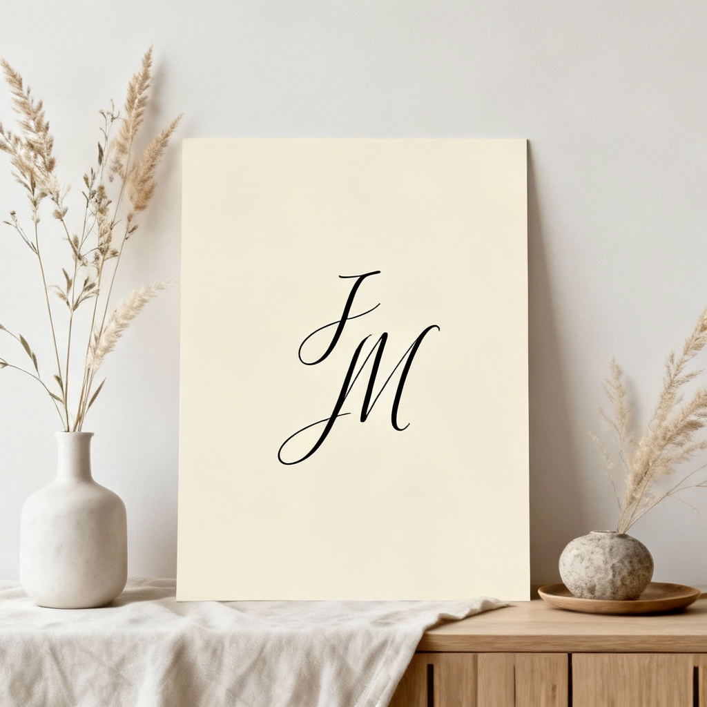 AI Minimal Line Art Monogram Wedding Gift