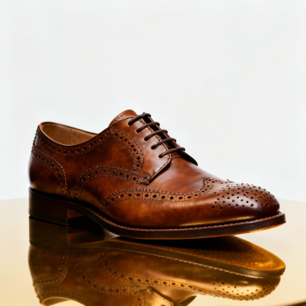 Walnut brown wingtip brogue with perforations