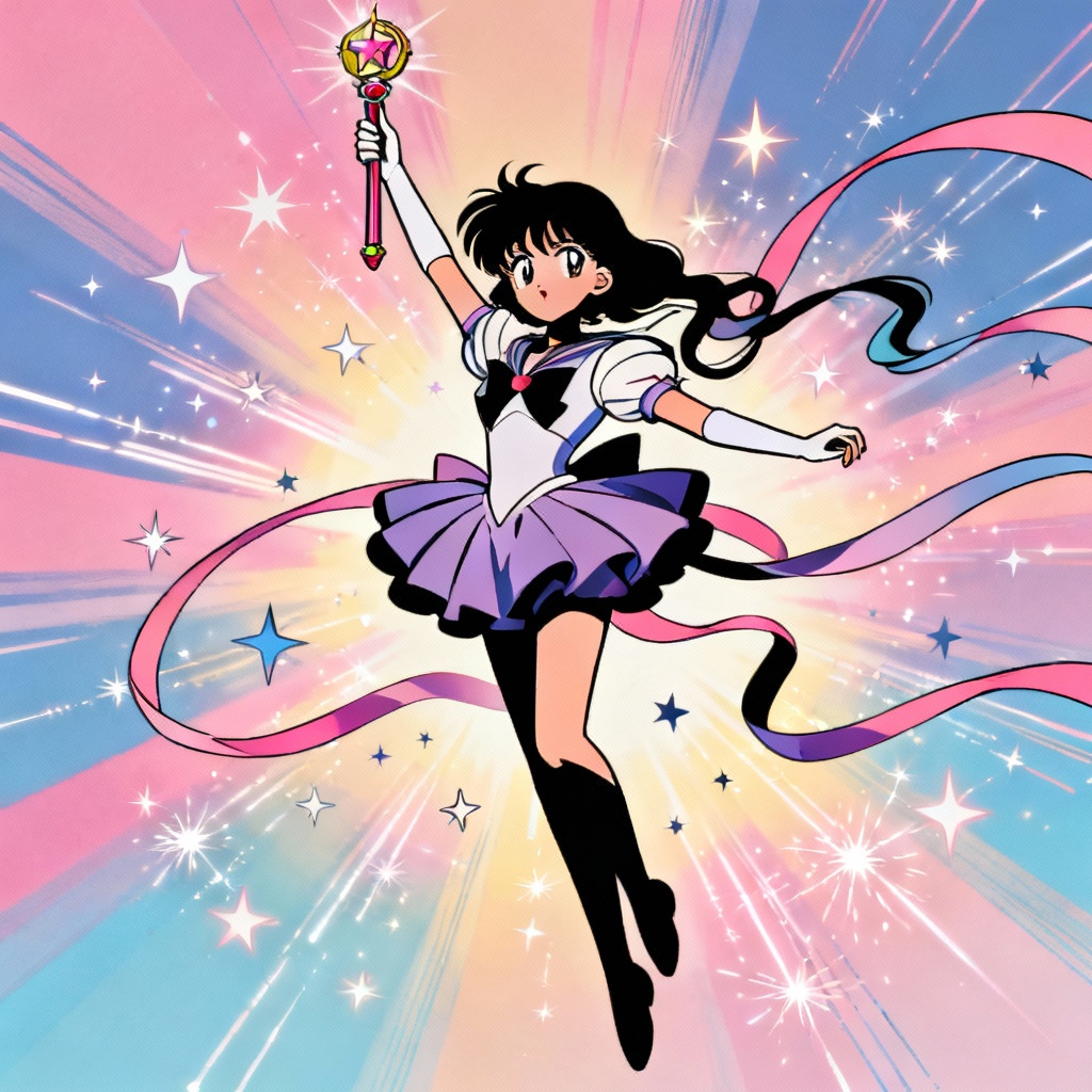AI 90s magical girl transformation pose