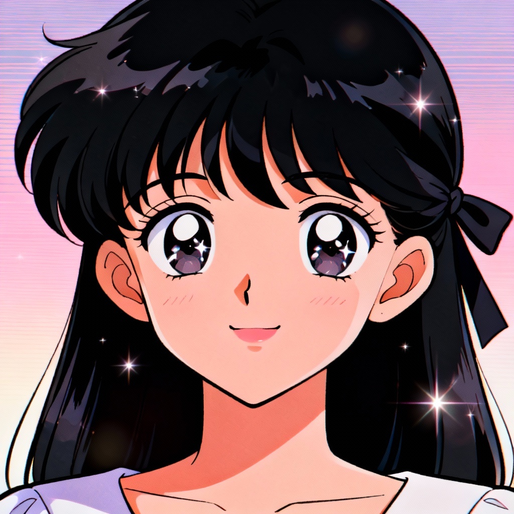 AI 90s anime girl portrait with cel shading and VHS grain