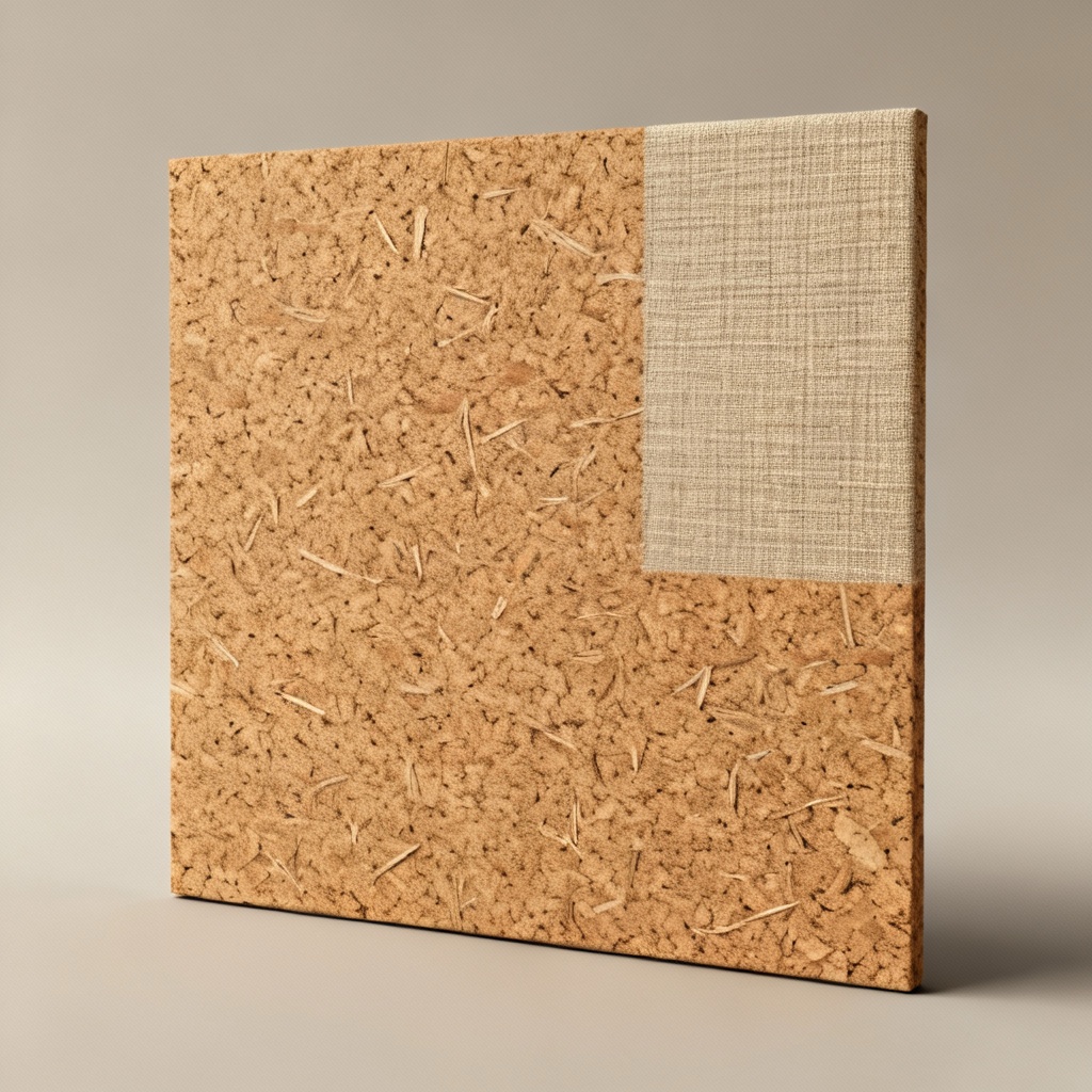 Organic cork and woven fabric hybrid texture