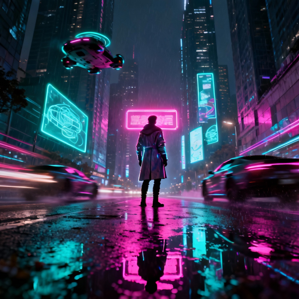 Neon cyberpunk night walk aesthetic
