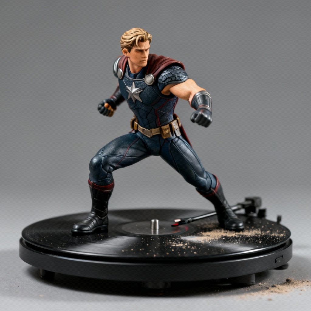 AI-generated collectible figurine on a studio turntable