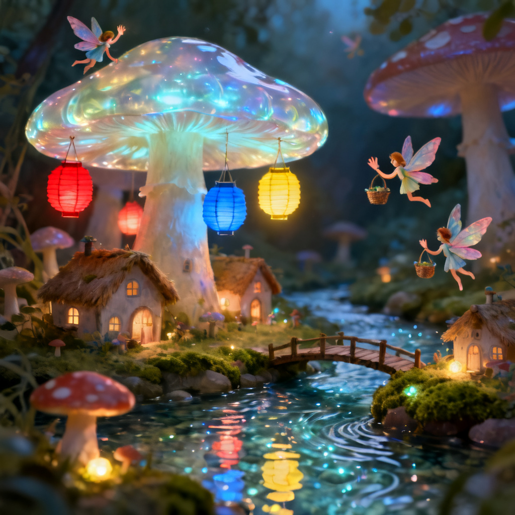 AI Enchanted Fairy Village fantasy illustration