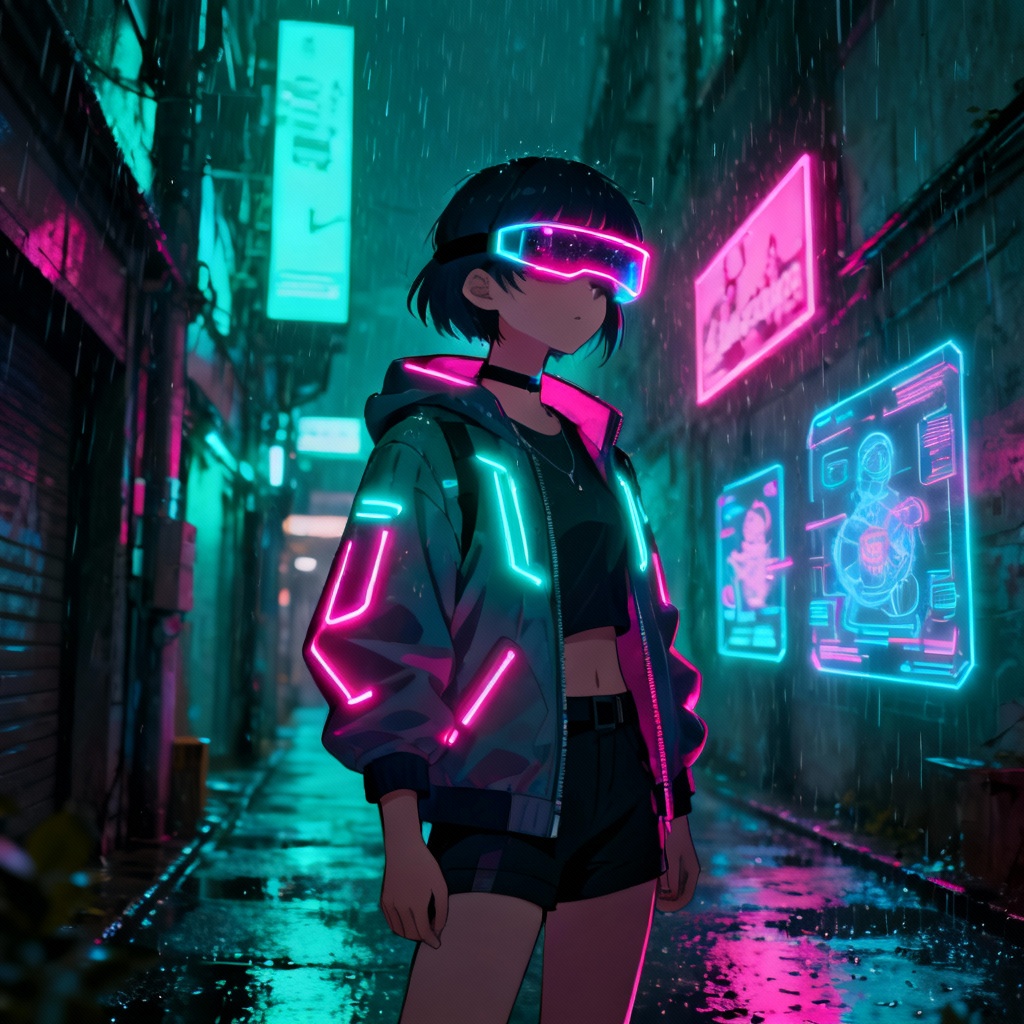 AI Cyberpunk Street Hacker Portrait