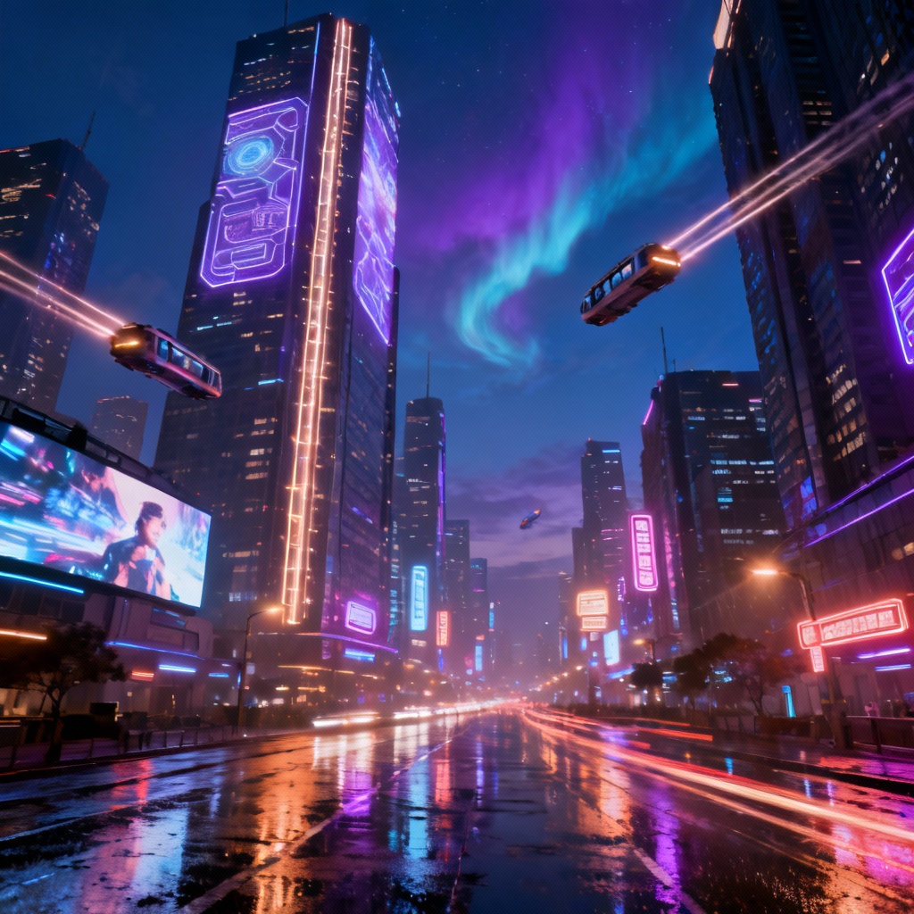 AI Epic Sci-Fi City at Night