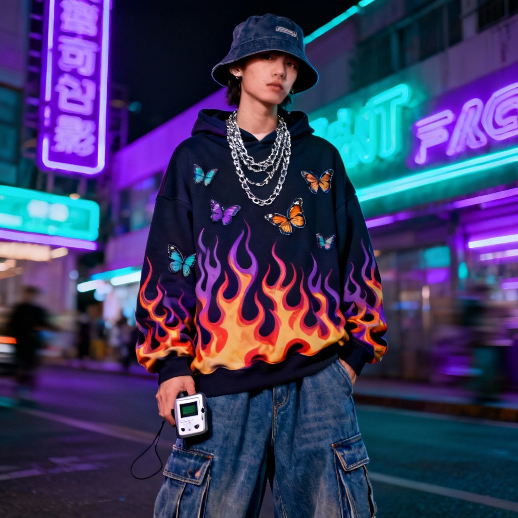 AI vaporwave cargo Y2K street style