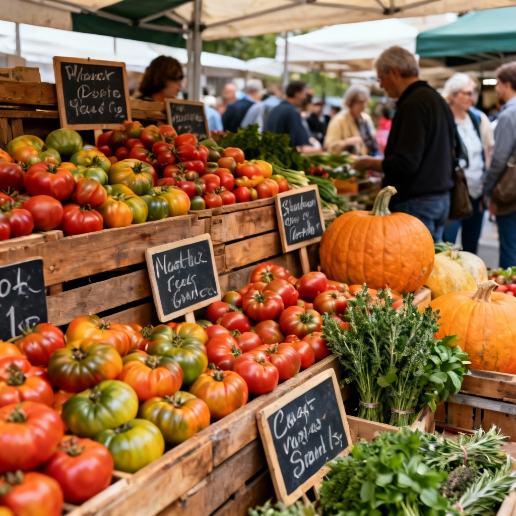 AI country market stall with fresh produce