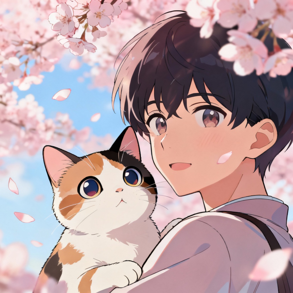 Anime style me and my cat duo portrait