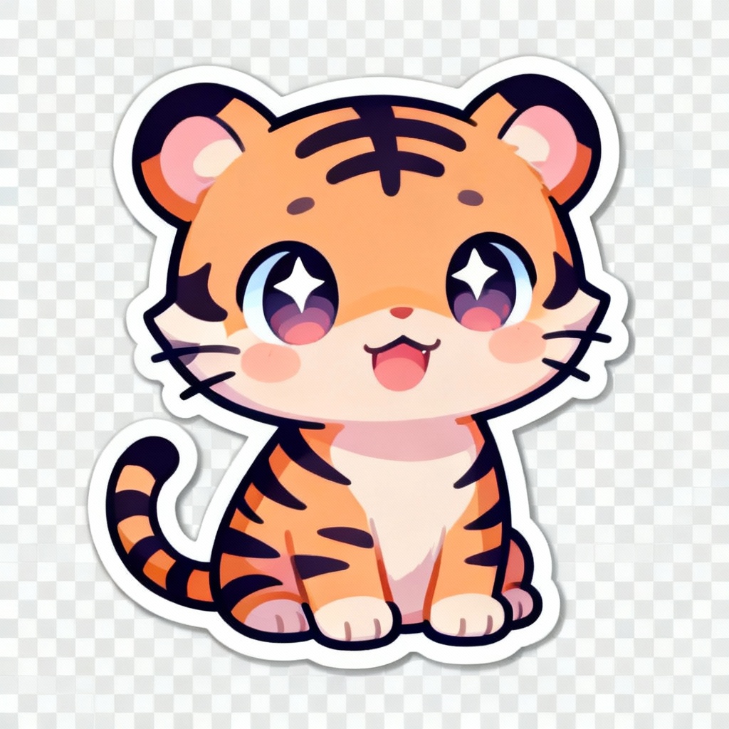 AI cute chibi tiger character for stickers